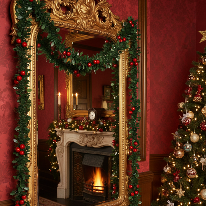 Holly and Red Berries Christmas Tinsel 200cm