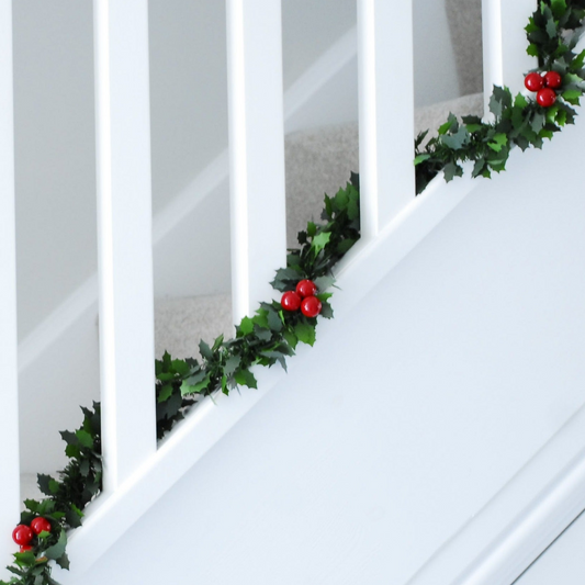 Holly and Red Berries Christmas Tinsel 200cm