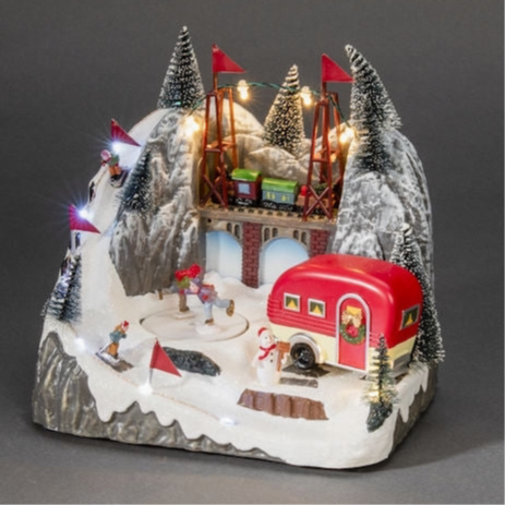 Ski Slope Caravan Mechanical Christmas Decoration