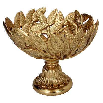 Vintage Style Gold Leaf Festive Bowl on Pedestal