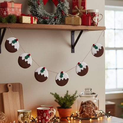Felt Christmas Pudding Disc Garland