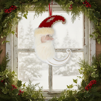 Santa Head Moon Hanging Christmas Decoration 50cm