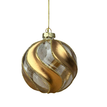 Gold Swirl Glass Christmas Bauble