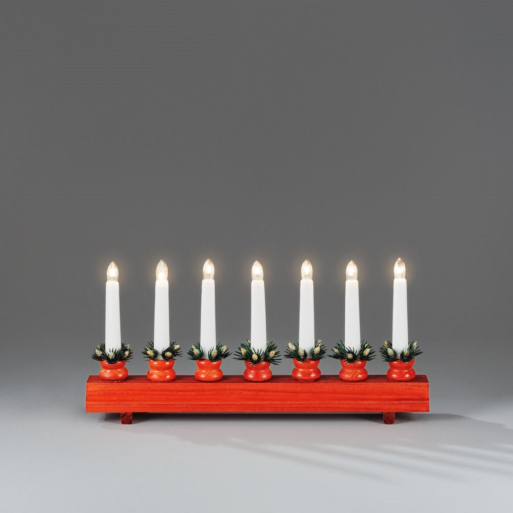 Red 7 Bulb Traditional Christmas Candle Bridge