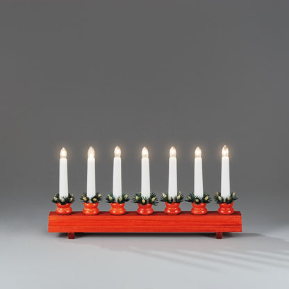 Red 7 Bulb Traditional Christmas Candle Bridge