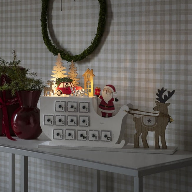 Santa Sleigh Christmas Advent Calendar LED