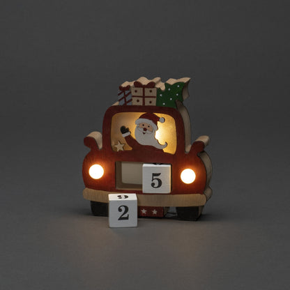 Santa in Car Wooden Christmas Advent LED