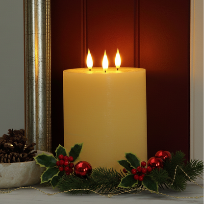 Ivory 3 Wick LED Flame Candle