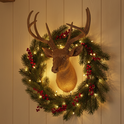 Golden Christmas Stag Wall Plaque