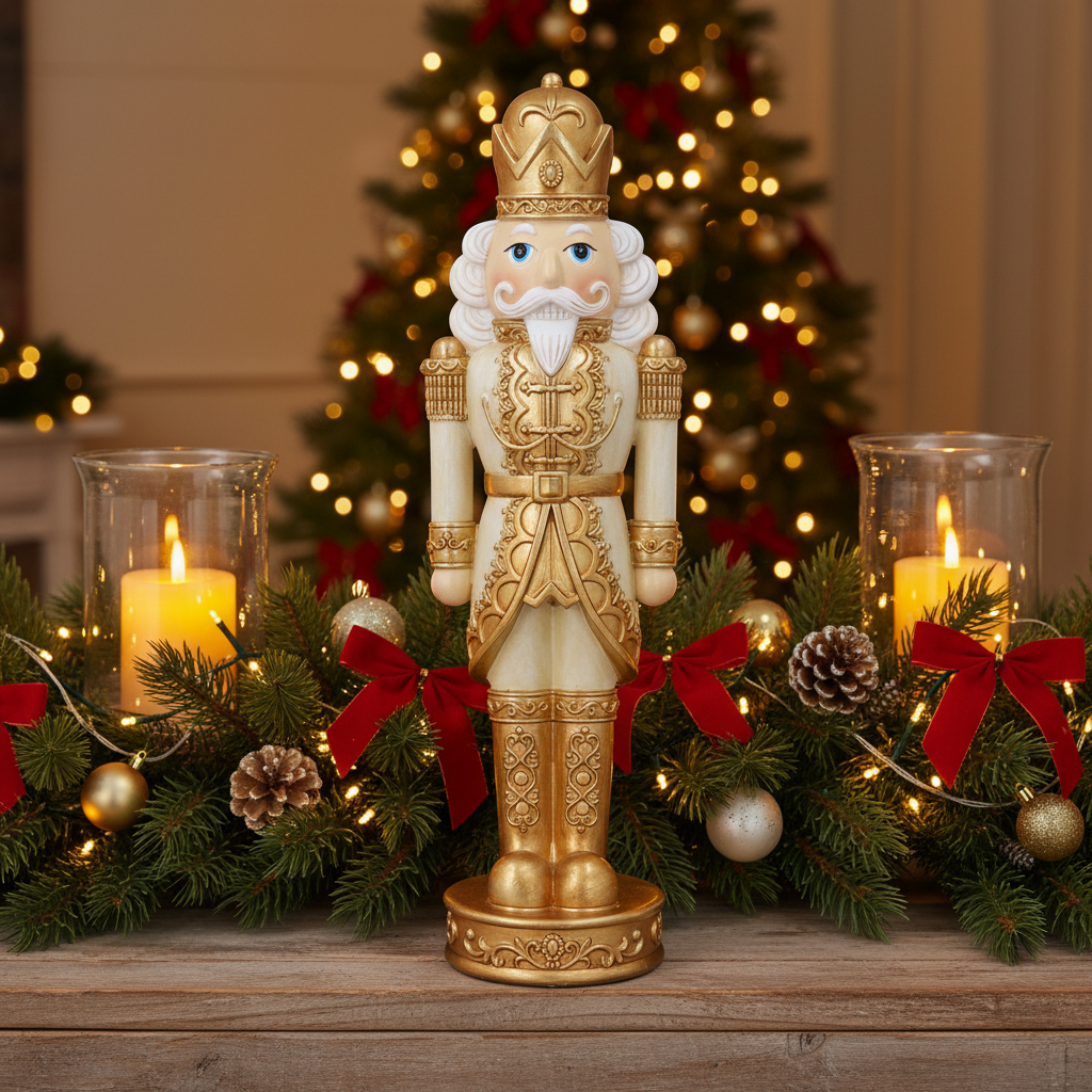 Cream and Gold Nutcracker Christmas Ornament 50cm
