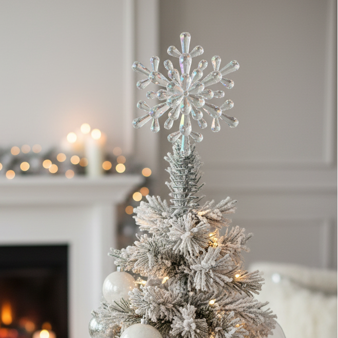 Rainbow Acrylic Snowflake Mini Christmas Tree Topper