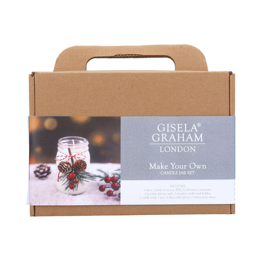 Giseela Graham London candle bar set packaging with a jar of candles and decorative elements.