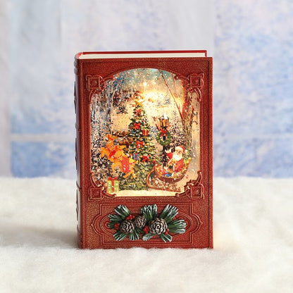 Christmas Book Water Spinner with Santa Scene