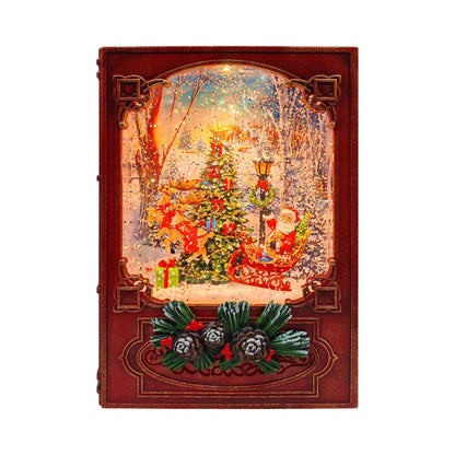 Christmas Book Water Spinner with Santa Scene
