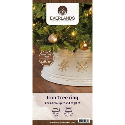White with Gold Snow Flakes Christmas Tree Skirt 70cm
