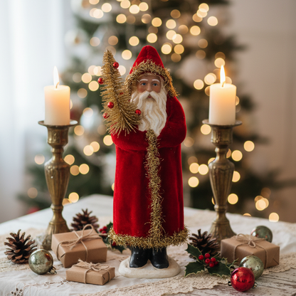 Paper Mache Traditional Santa Christmas Ornament