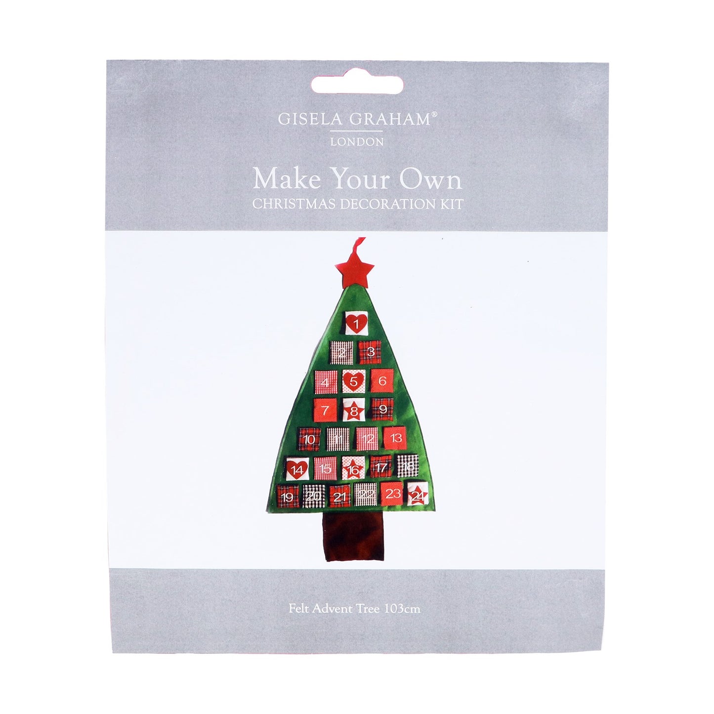 Gisela Graham London Make Your Own Christmas Decoration Kit in its original packaging, featuring a felt advent tree illustration on the front.