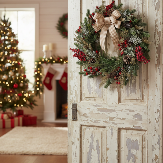 Red Berry and Pinecone Foliage Christmas Wreath