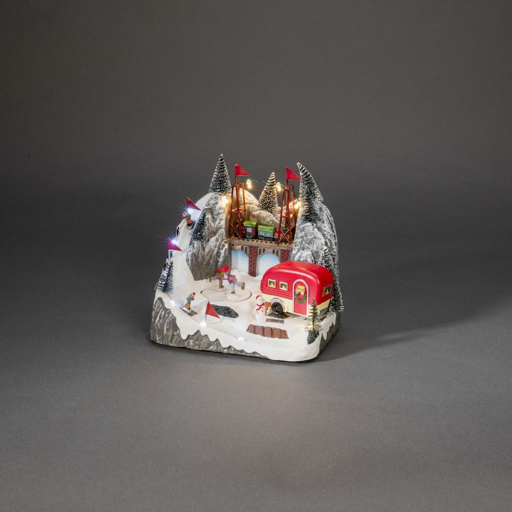 Ski Slope Caravan Mechanical Christmas Decoration