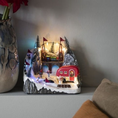 Ski Slope Caravan Mechanical Christmas Decoration