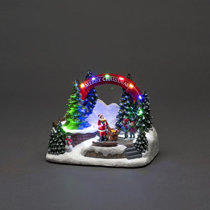 Konstsmide Mechanical Santa in Park Lit Village Christmas Decoration