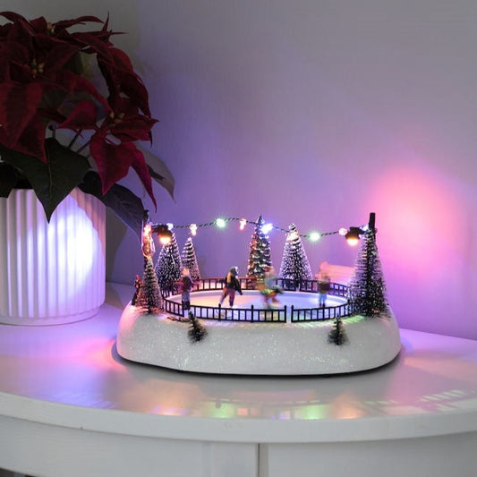 Konstsmide Mechanical Ice Rink LED Christmas Village Decoration