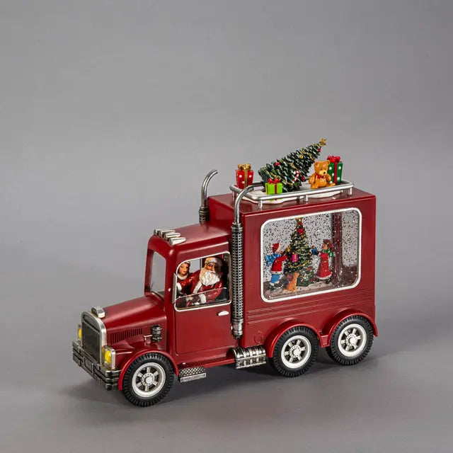 Santa Truck Christmas Scene Water Lantern Decoration
