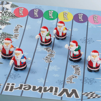 Board game with Santa Claus figures on a blue background