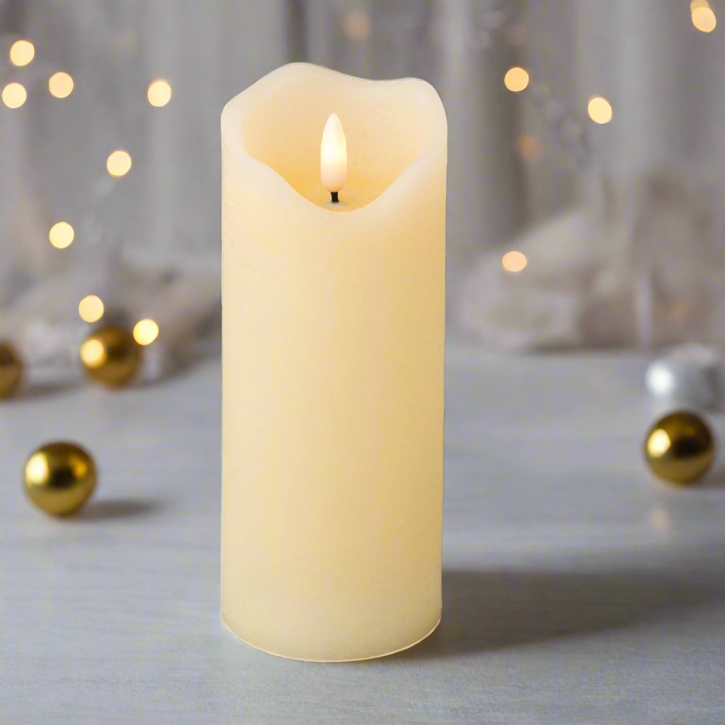 Cream Wax LED Pillar Candles Candle 17cm x 7cm