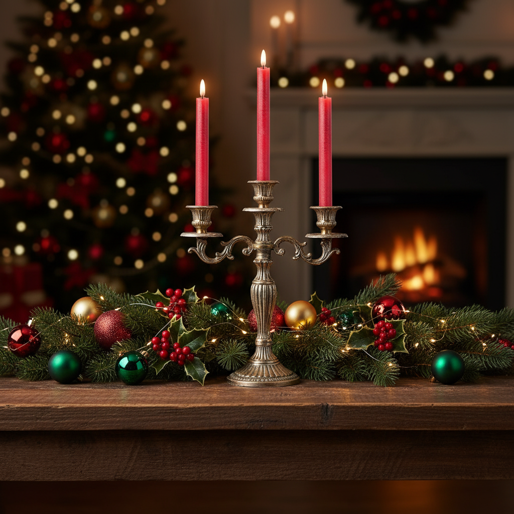 Set of 2 Red LED Wick Dinner Candles 24cm