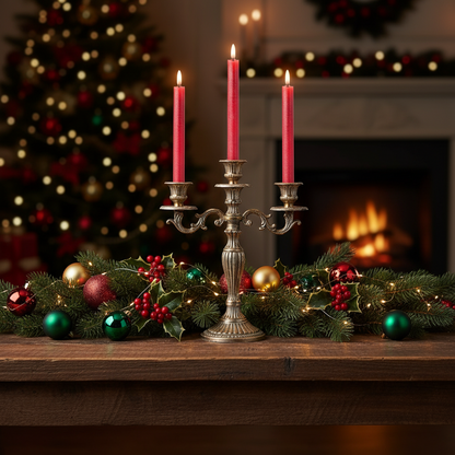 Set of 2 Red LED Wick Dinner Candles 24cm