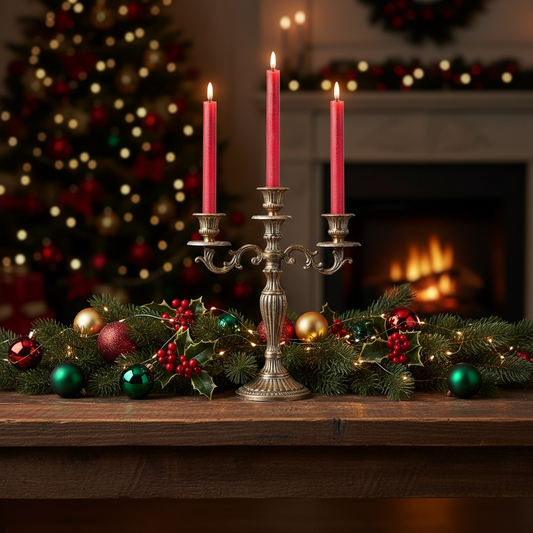 Set of 2 Red LED Wick Dinner Candles 24cm