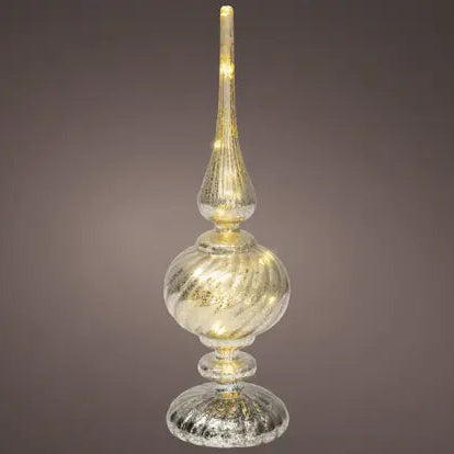Silver Glass Finial Micro LED Christmas Table Decoration