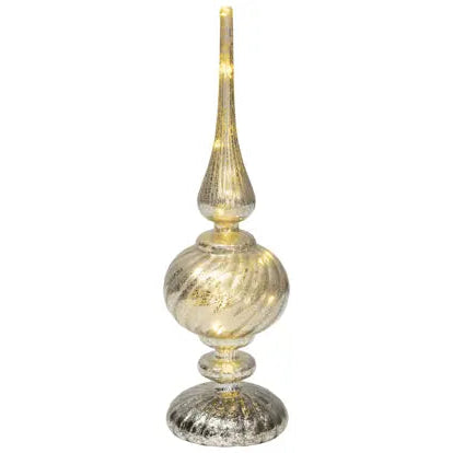Silver Glass Finial Micro LED Christmas Table Decoration