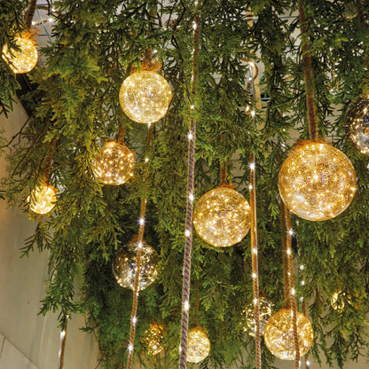 Lumineo Smokey Glass Micro LED Ball with Jute Rope Christmas Decoration 19cm