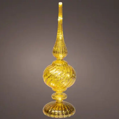 Gold Glass Finial Micro LED Christmas Table Decoration