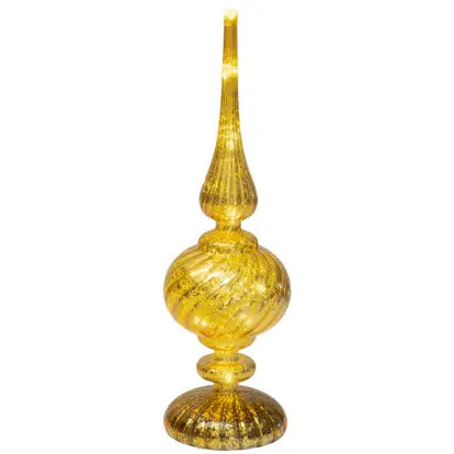 Gold Glass Finial Micro LED Christmas Table Decoration