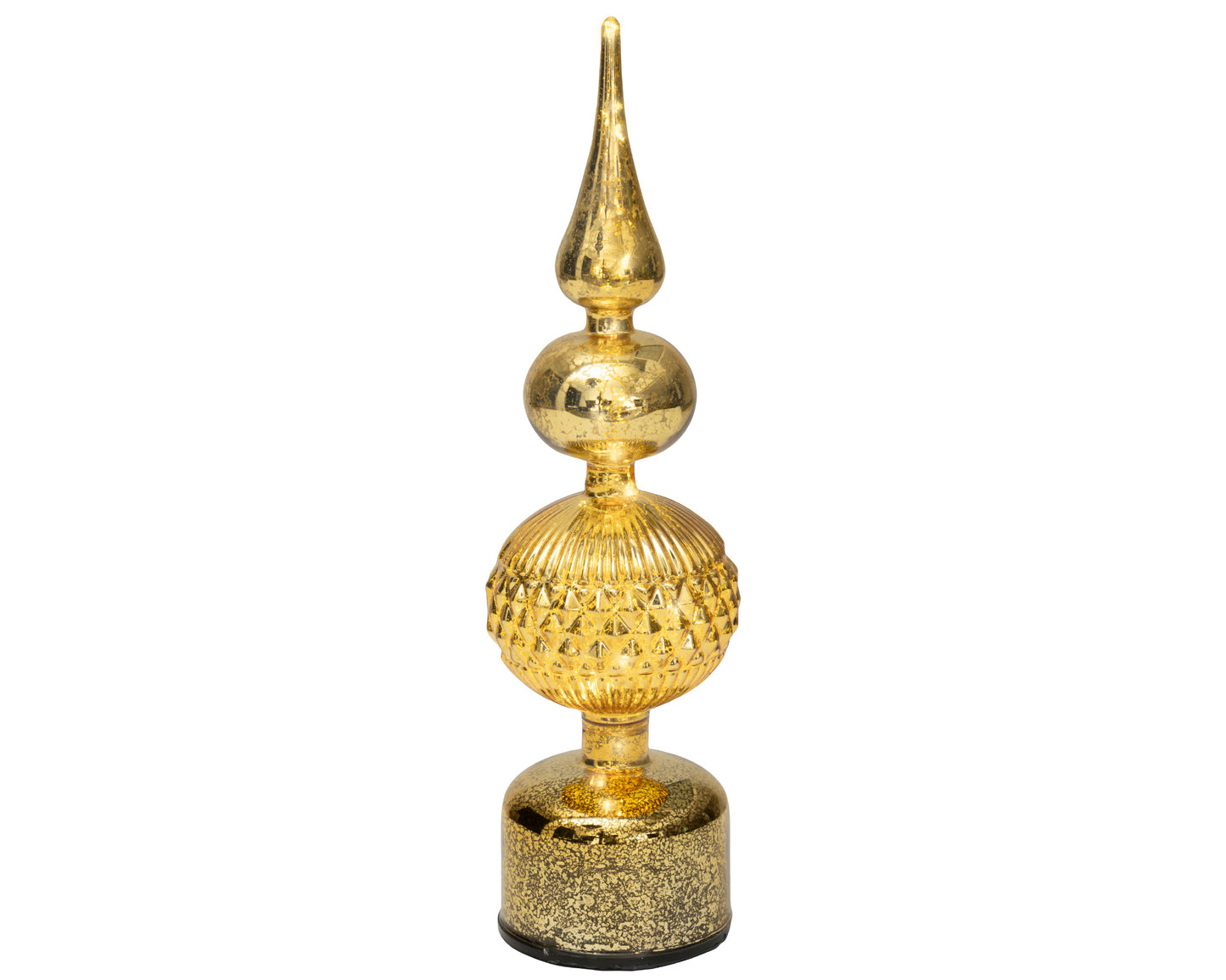 Gold Glass Finial Micro LED Rotating Christmas Table Decoration