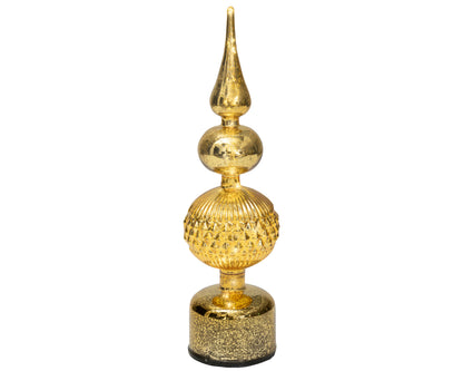 Gold Glass Finial Micro LED Rotating Christmas Table Decoration