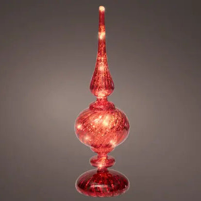 Red Glass Finial Micro LED Christmas Table Decoration