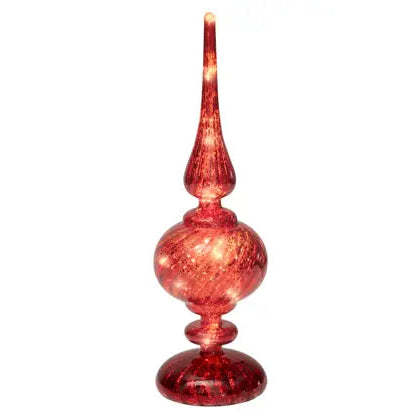 Red Glass Finial Micro LED Christmas Table Decoration