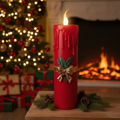 Large Red LED Christmas Candle 44cm