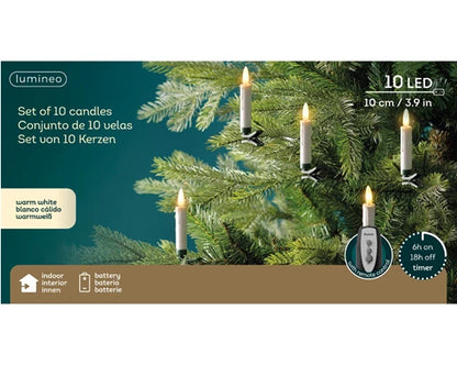 Packaging of lumineo LED candles with greenery background