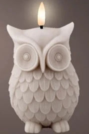 Taupe Owl LED Wick Wax Christmas Candle