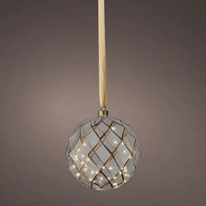 Lumineo Micro LED Gold Pattern Ball Christmas Decoration 19cm