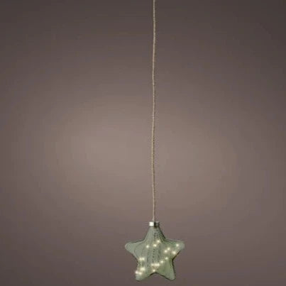 Lumineo Micro LED 20cm Green Glass Christmas Star Decoration