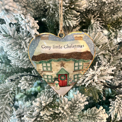Christmas Metal Cottage Heart Hanger