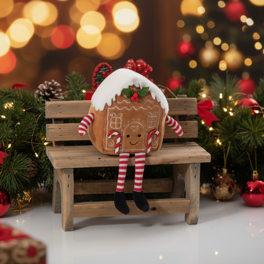 Gingerbread House Fabric Christmas Shelf Sitter