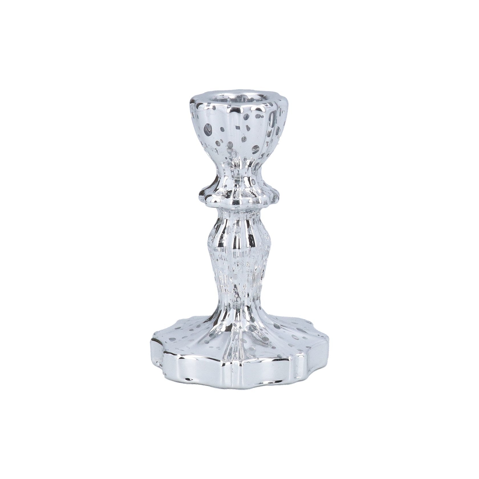 Silver candle holder on a white background