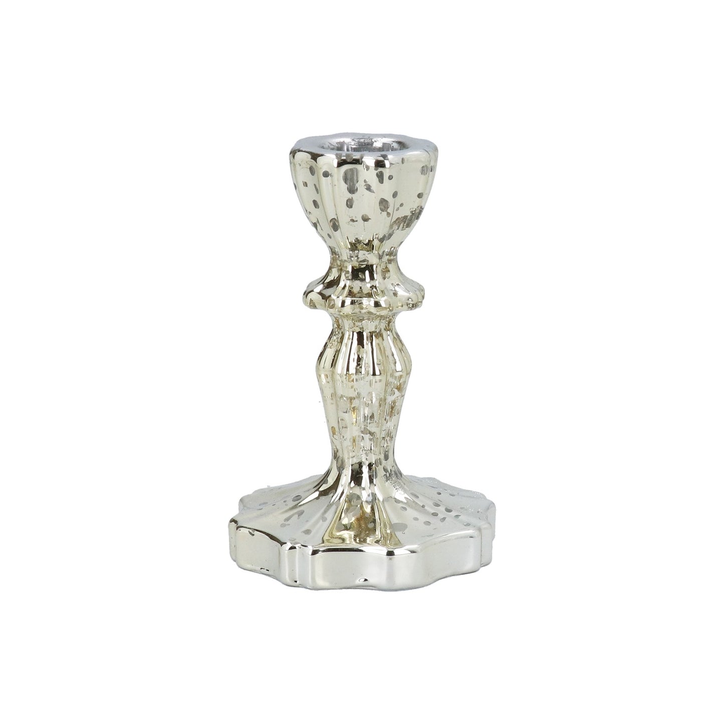 Gold crackle effect candle holder on a white background